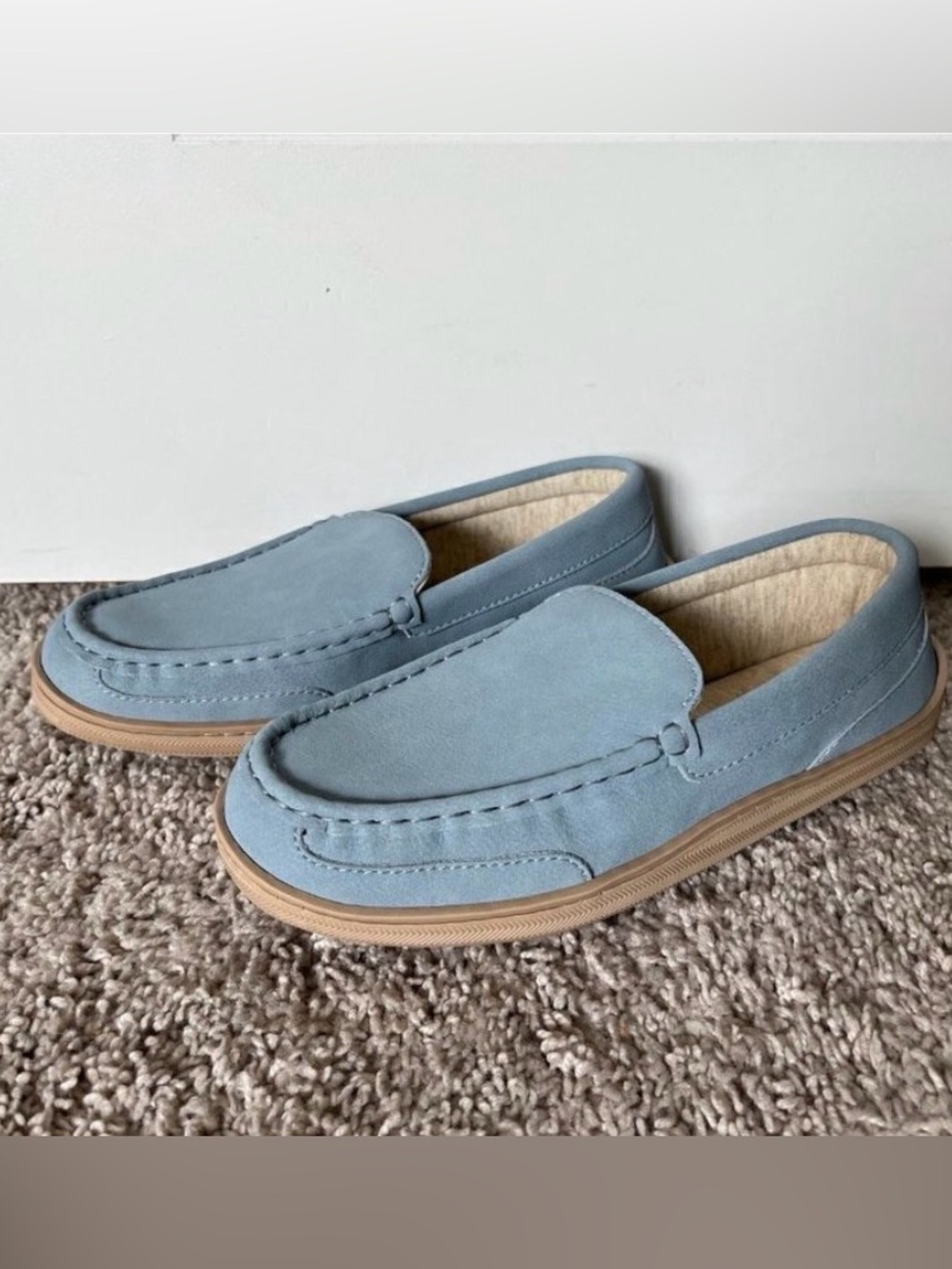 My Slippers by My Pillow Blue Leather Moccasin Loafers Size 9